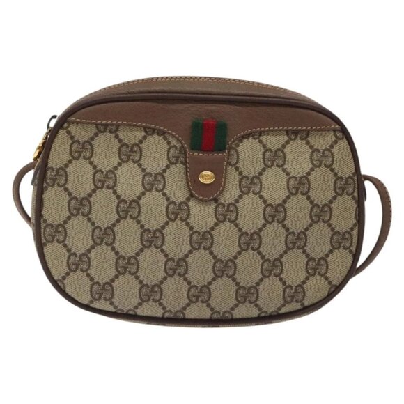 GUCCI GG Supreme Web Sherry Line Shoulder Bag PVC Beige Auth - Picture 2 of 16